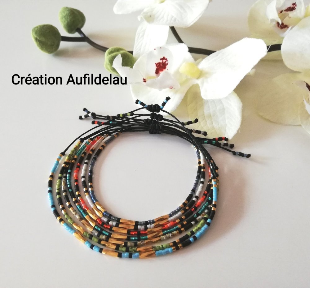 Bracelet perles plates polymère modèle unique élastique multicolore bracelet  d'amitié