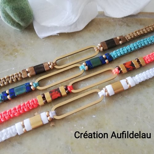 Bracelet en perles miyuki , tila, half tila et acier inoxydable. 4 couleurs au choix