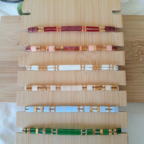 Série de bracelets en perles tila,rocailles miyuki. 6 couleurs au choix fermoir coulissant