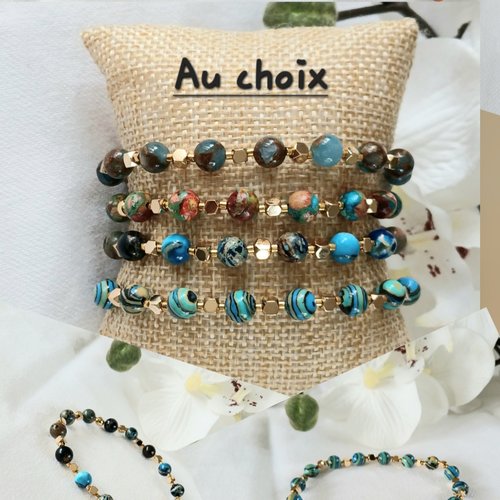 Bracelet en pierres,hématites plaquées or et perles miyuki