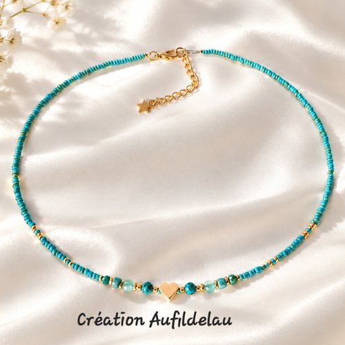 Colliers en pierres et perles miyuki. turquoises, aventurines