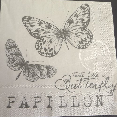 Serviette en papier papillons sur fond gris