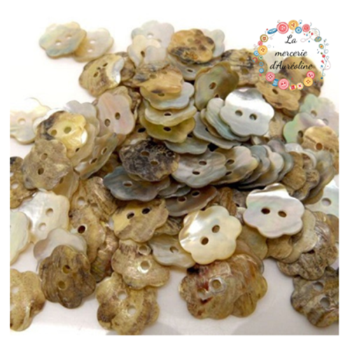 Bouton fleur en nacre - 13mm x2