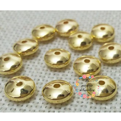 Perle ronde plate dorée - 8mm x20