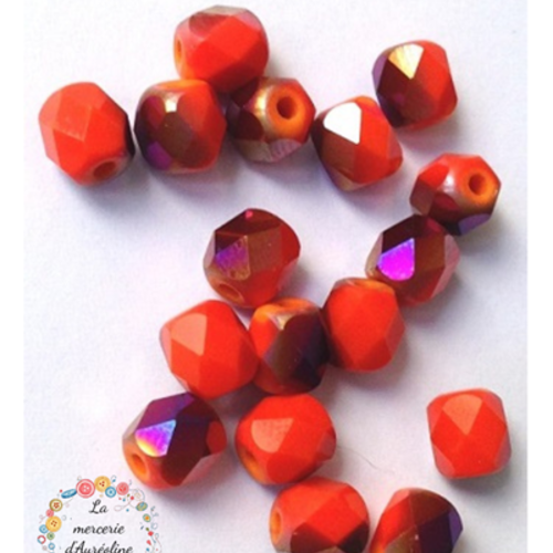 Perle de bohème orange irisé violet x40