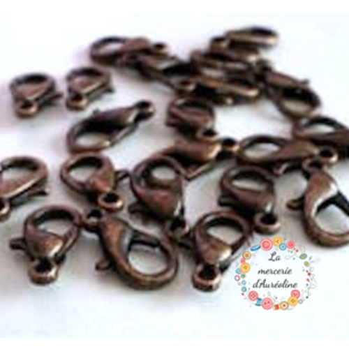 Fermoir mousqueton bronze  rouge - 14mm