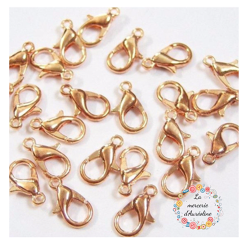 Fermoir mousqueton homard or rose x5
