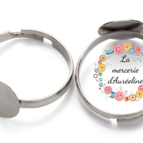 Bague réglable avec plateau rond à garnir x2