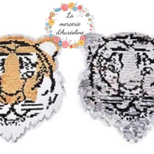 Patch "tigre" pailleté réversible