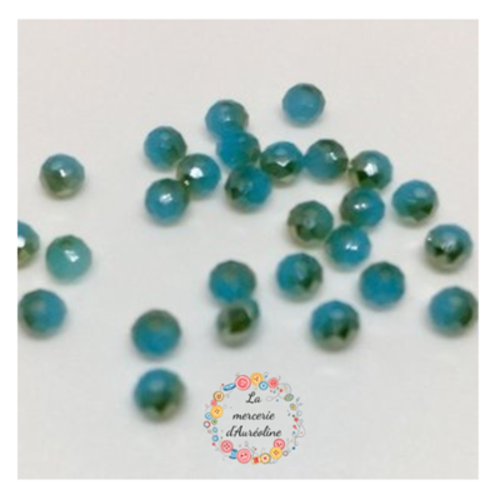 Perle ronde verte irisé  marron - 3mm x20