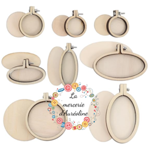 Mini tambour à broder en bois x 2