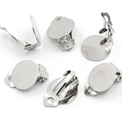 Support boucles d'oreilles clip argent x 2