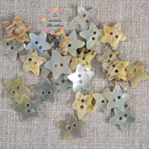 Bouton etoile en nacre x2 -  13mm
