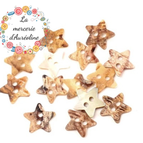 Bouton etoile en nacre x2 -  13mm