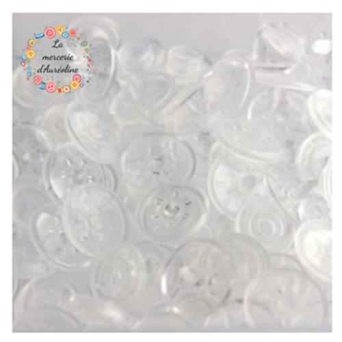Bouton pression rond transparent x10