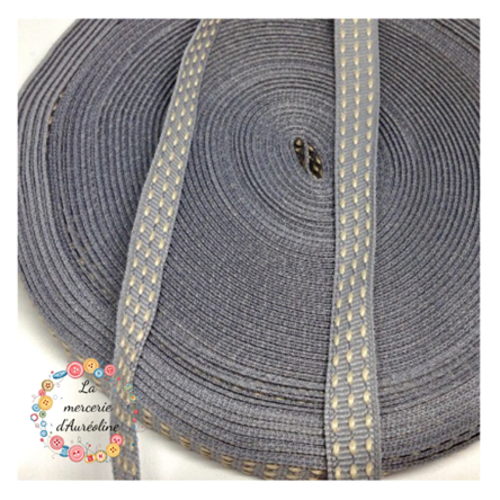 Ruban gris et champagne - 10mm