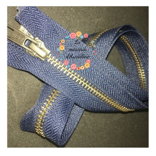 Fermeture éclair séparable bleu pétrole et bronze - 60cm