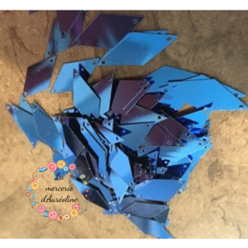 Sequins plats losanges bleu  20mm - 10g