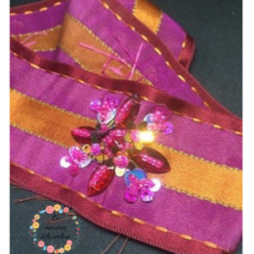 Galon taffetas  fuchsia et orange