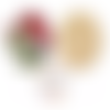 Bouton rond  "coquelicot" émail et bois - 24mm