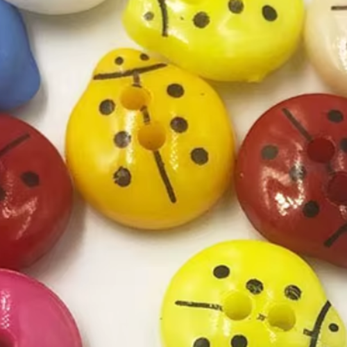 Bouton coccinelle rouge - 12mm x5