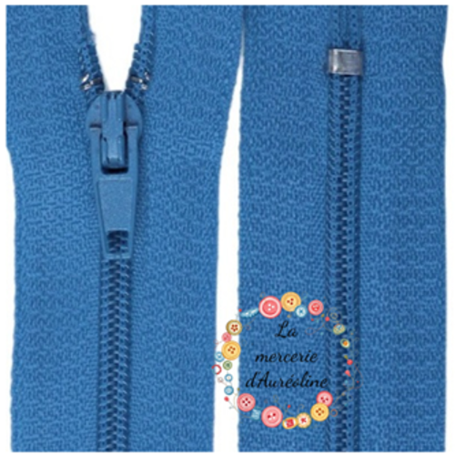 Fermeture éclair non séparable bleu cyclade - 25cm