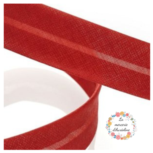 Biais en coton uni bordeaux clair -  2cm