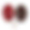 Bouton rond coco et émail rouge pailleté - 25mm