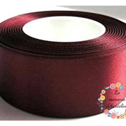 Ruban satin double face bordeaux - 25mm