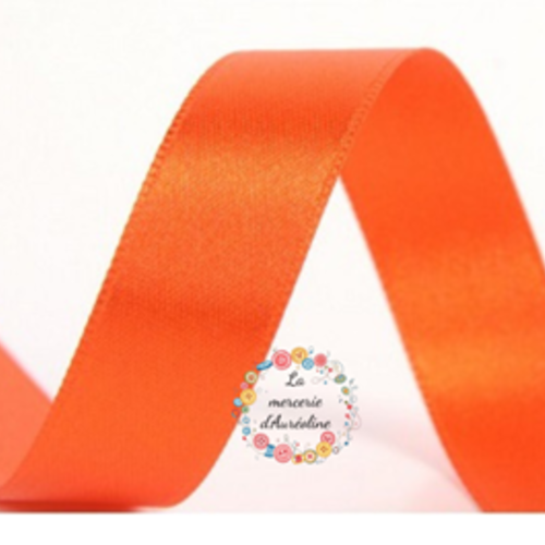 Ruban satin simple face orange - 25mm x2m