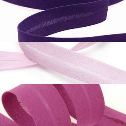 Biais en coton uni violet - 2cm