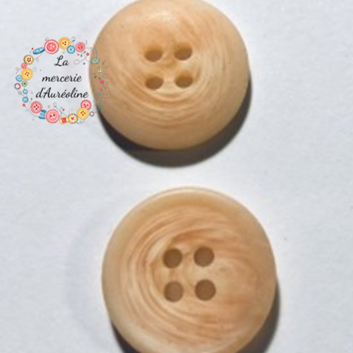 2 x bouton rond  "berlingot" pêche - 18mm