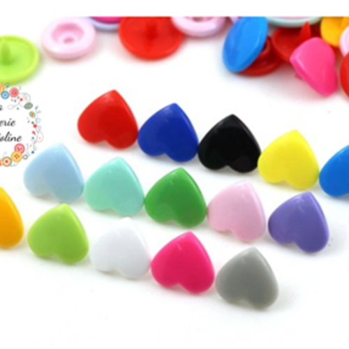 Bouton pression cœur   - 12,4mm x5