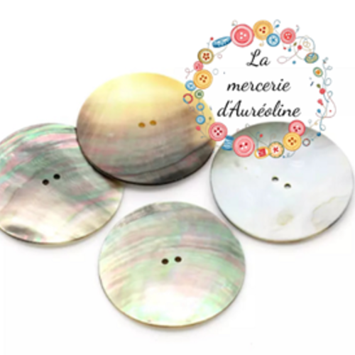 Bouton rond en nacre  - 50mm
