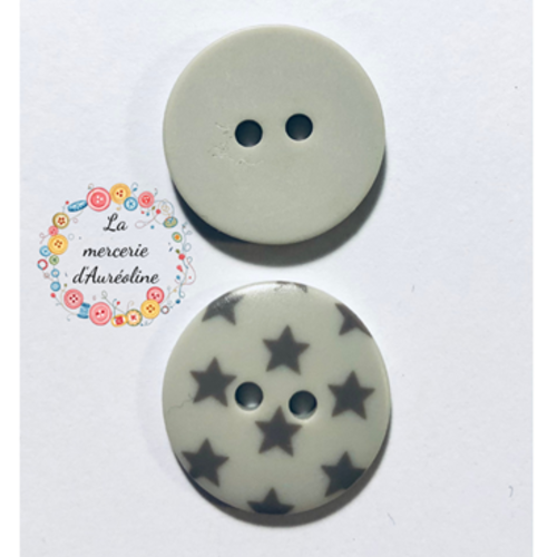 Bouton rond avec étoiles  - 18mm x4