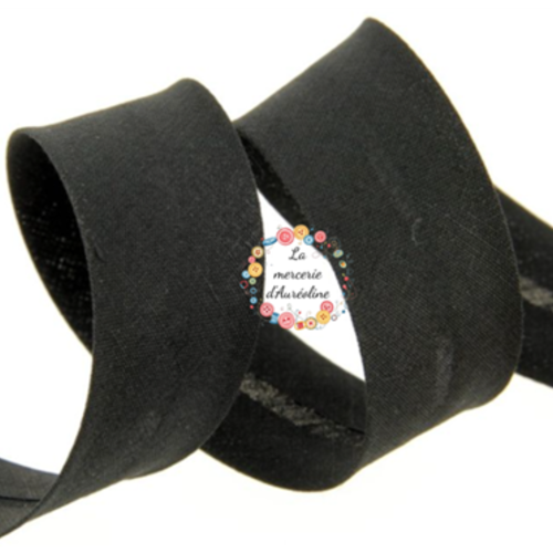 Biais en coton noir - 2cm