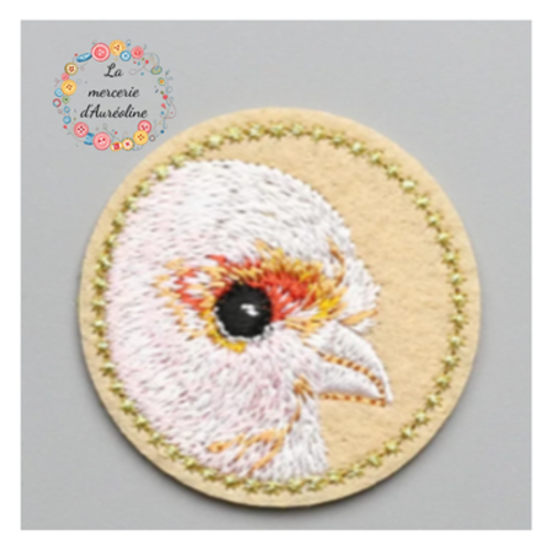 Patch "petit oiseau blanc et or" -  4,2cm