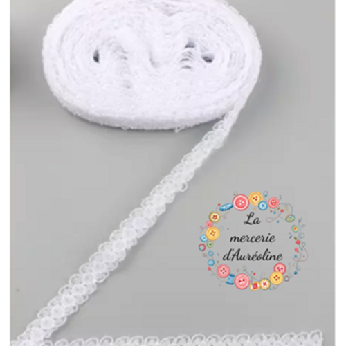 Ruban "dentelle de fleurs blanches" - 15mm