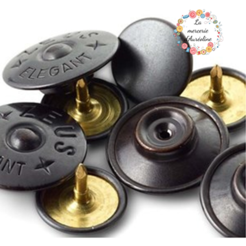 Bouton rond à fixer noir - 16mm