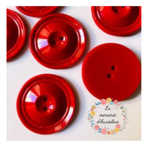 2 x bouton rond rouge  - 30mm