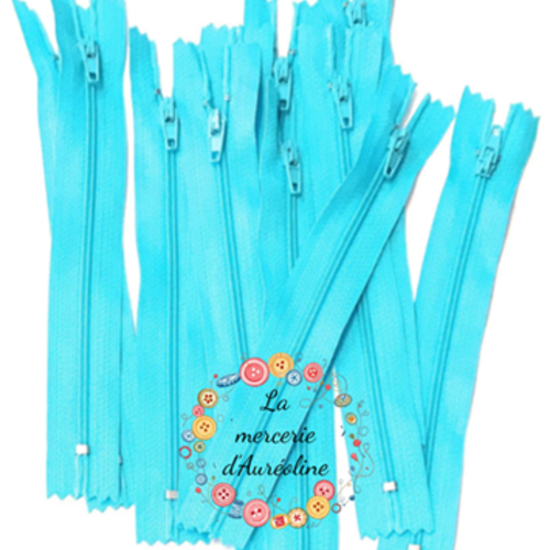 Fermeture éclair non séparable turquoise clair - 25cm