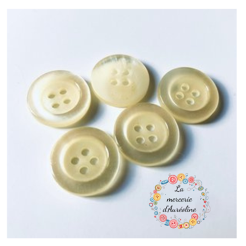 Bouton rond ivoire nacré - 1,8cm x 5