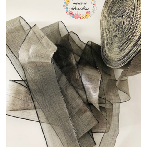 Ruban en organza de soie gris x 1m