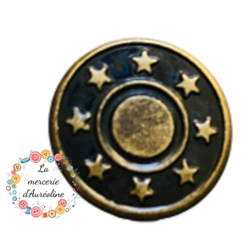 Bouton rond à fixer "couronne d'étoiles" - 15mm