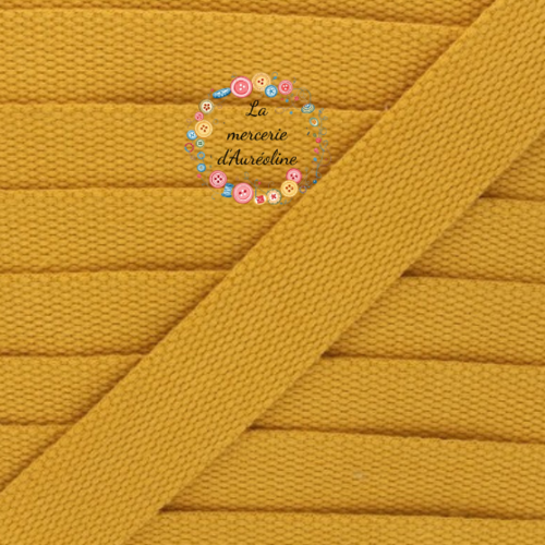 Sangle coton jaune moutarde - 30mm