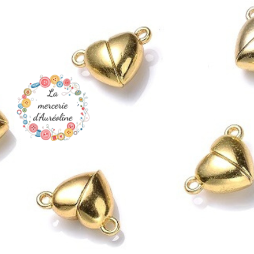 Fermoir magnétique "cœur" doré