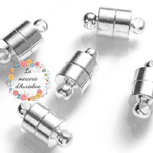Fermoir magnétique tube argent - 12mm
