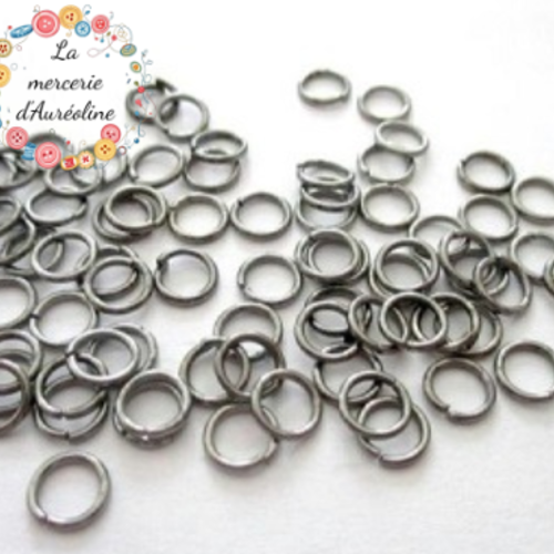 Anneau rond ouvert gun métal 5mm x 20