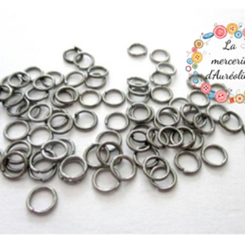 Anneau rond ouvert gun métal 5mm x 20