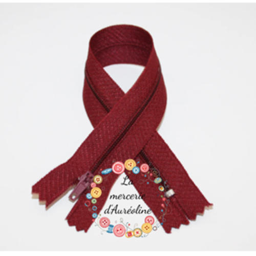 Fermeture éclair non séparable bordeaux - 25cm